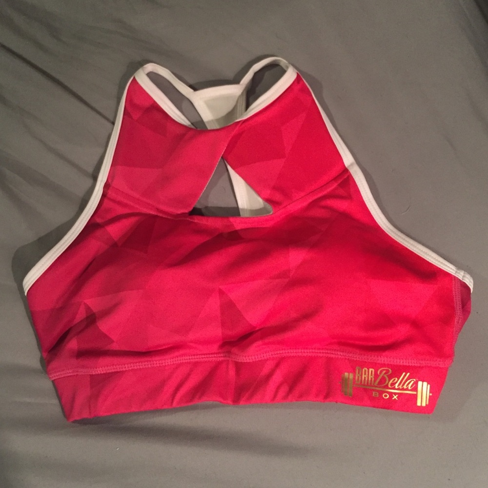 Pink Chestee sports bra from Barbella Box size 10.